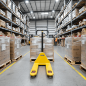 Тележка гидравлическая (рохля) BF25 800х550 усиление 40см желтая (PU) (HP-30-30CM-800PUB)