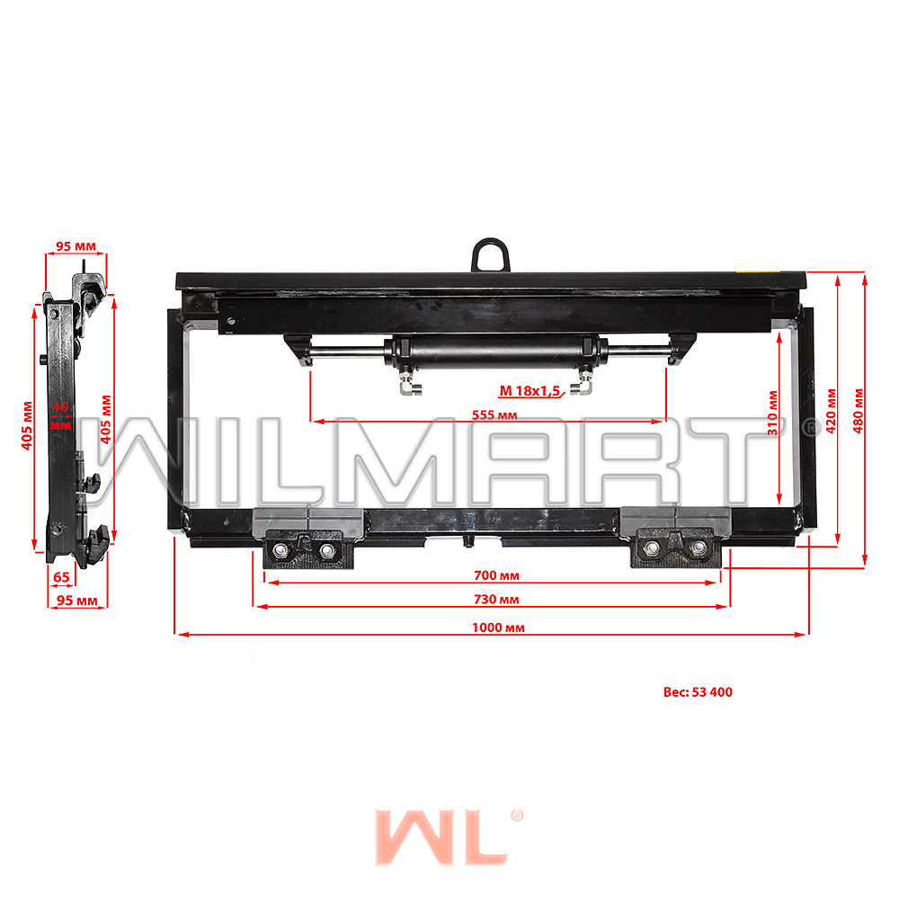 Каретка бокового смещения (сайдшифт) 2Ах1000мм, 1,8т (HC)