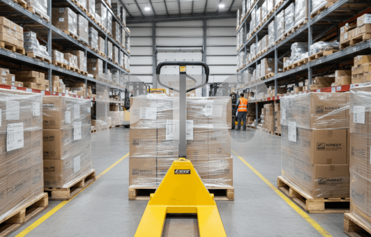 Тележка гидравлическая (рохля) BF25 800х550 усиление 40см желтая (PU) (HP-30-30CM-800PUB)