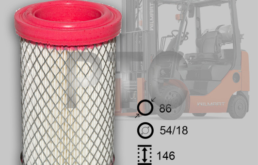 Фильтр воздушный внутренний DOOSAN G18S-2 h146хd86/54/18 (A218870)