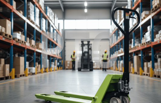 Тележка гидравлическая (рохля) 2-х тонная, вилы 1150 мм, колесики нейлон зеленая (HP-20-30NYD)