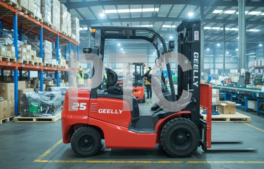 Погрузчикм вилочный Geelly FD15 ДВС IUSZU С240 FFM3000 пневмо, сайдшифт, кабина красный