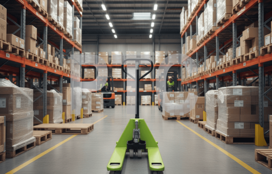 Тележка гидравлическая (рохля) 2-х тонная, вилы 1150 мм, колесики нейлон зеленая (HP-20-30NYD)