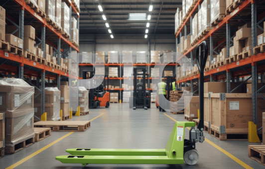 Тележка гидравлическая (рохля) 2-х тонная, вилы 1150 мм, колесики нейлон зеленая (HP-20-30NYD)