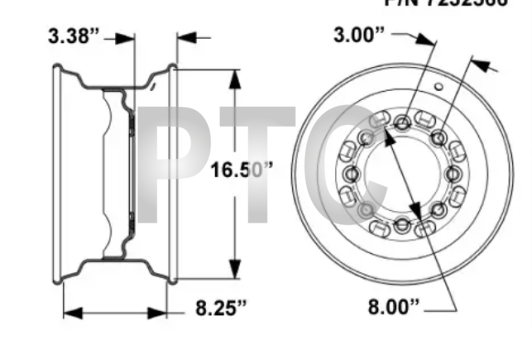 Диск колесный (обод) 16.5x8.25 Bobcat (7232566)